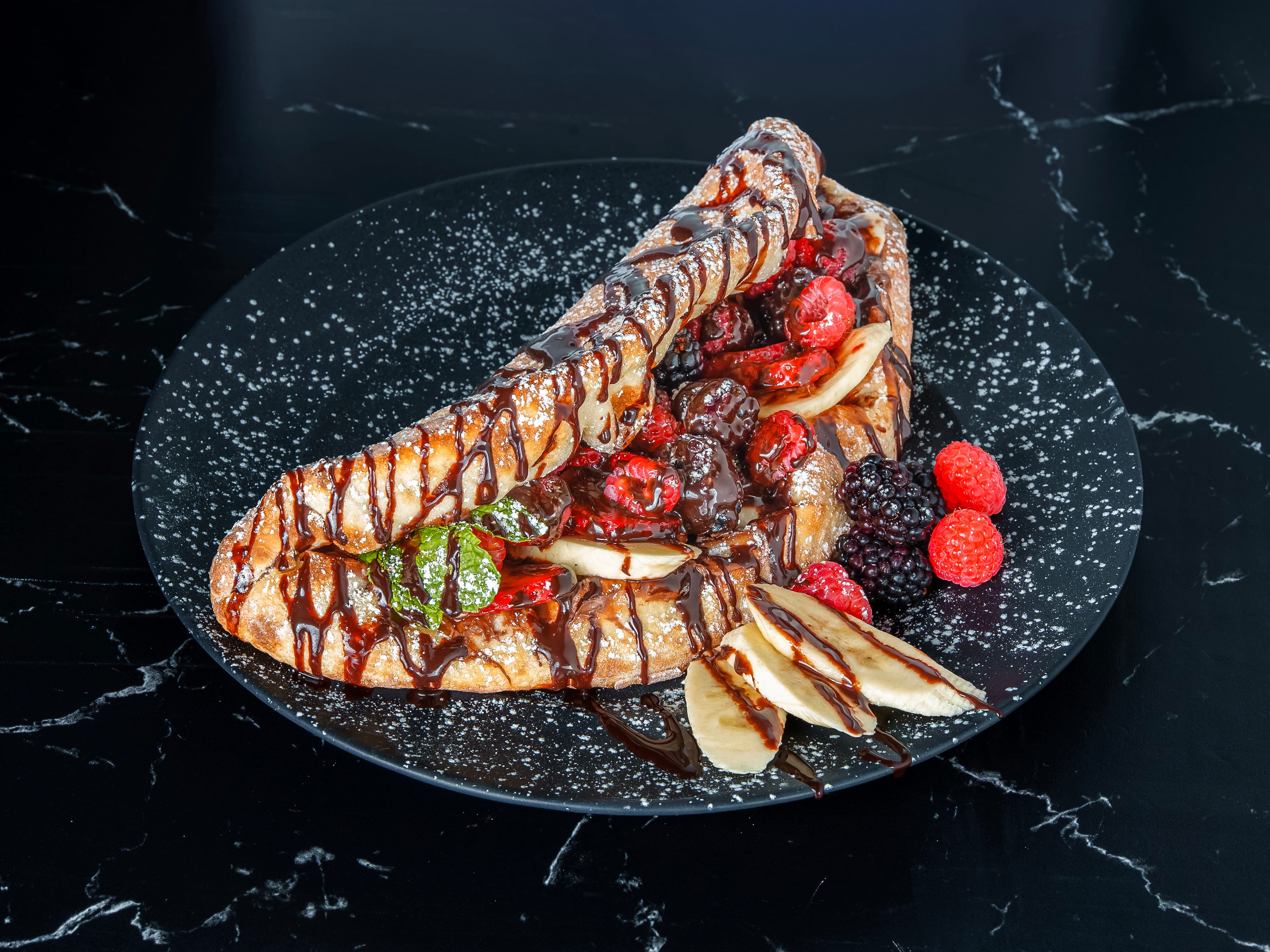 Loaded Waffle Platter with Berries & Chocolate